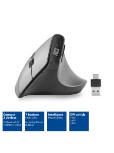 ACT A5155 Ergonomic Wireless Bluetooth Mouse Black