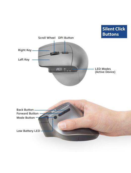 ACT A5155 Ergonomic Wireless Bluetooth Mouse Black