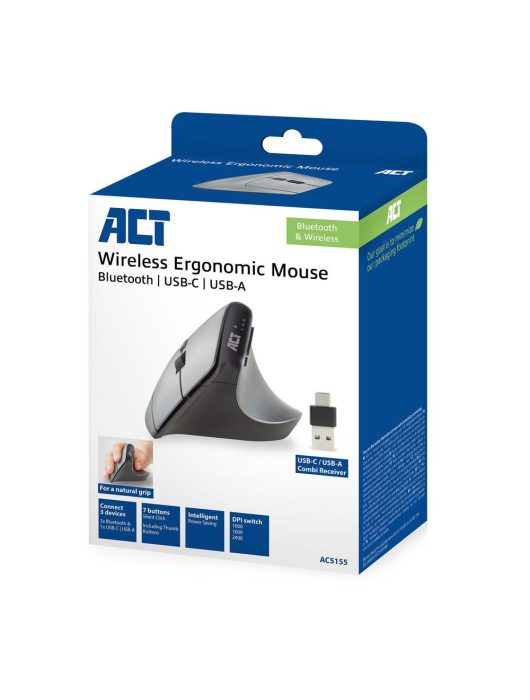 ACT A5155 Ergonomic Wireless Bluetooth Mouse Black