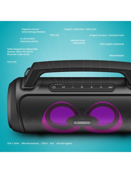 Lamax PartyGo1 Play Bluetooth Party Speaker Black
