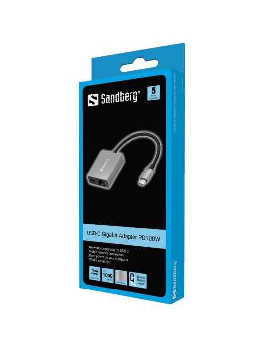 Sandberg USB-C Gigabit Adapter Aluminum Silver