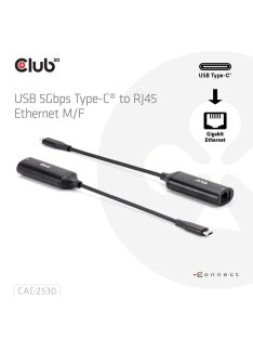 Club3D USB 5Gbps Type-C to RJ45 Ethernet M/F Black