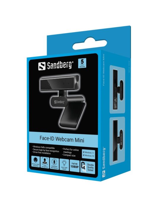 Sandberg Face-ID Webcam Webkamera Black