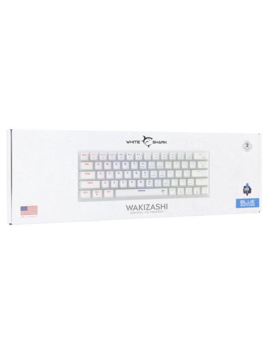 White Shark Wakizashi 2 Blue Switches Gaming Keyboard White US