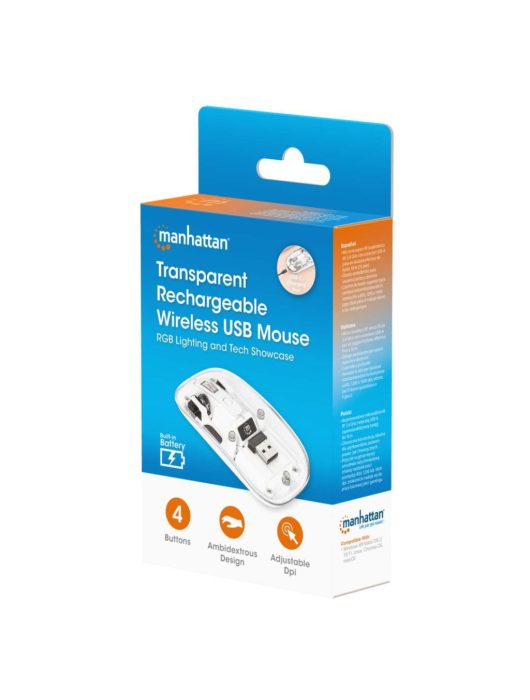 Manhattan Rechargeable Wireless USB Mouse Transparent