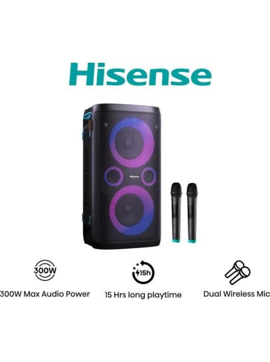 Hisense Party Storm1 300W Bluetooth Speaker + 2 Microphone Black