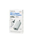 Logilink USB-C to Gigabit Ethernet Adapter with 2-in-1 USB Connection Grey