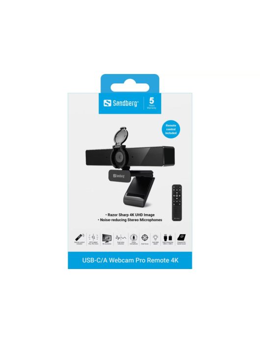 Sandberg USB-C/A Pro Remote 4K Webkamera Black