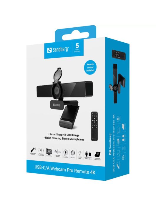 Sandberg USB-C/A Pro Remote 4K Webkamera Black