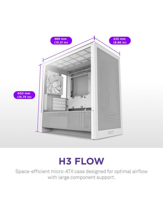 NZXT H3 Flow Tempered Glass White
