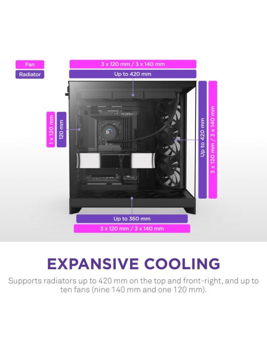 NZXT H9 Flow (2025) Tempered Glass Black