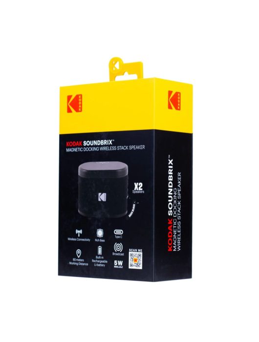 Kodak BRIXBK2 Soundbrix Mini Bluetooth Coloured Portable Two Speakers Black
