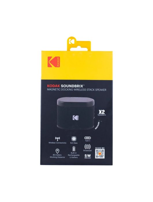 Kodak BRIXBK2 Soundbrix Mini Bluetooth Coloured Portable Two Speakers Black