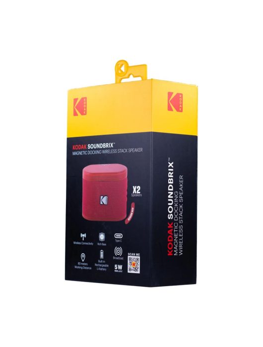 Kodak BRIXRD2 Soundbrix Mini Bluetooth Coloured Portable Two Speakers Red