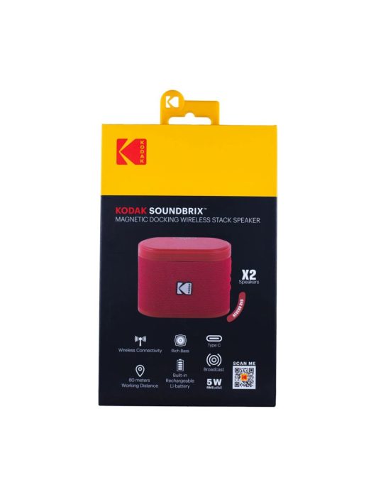 Kodak BRIXRD2 Soundbrix Mini Bluetooth Coloured Portable Two Speakers Red