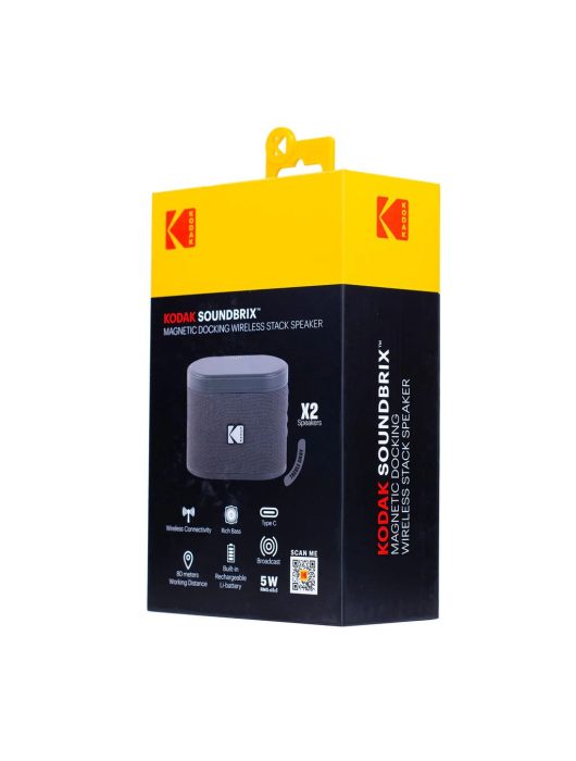 Kodak BRIXG2 Soundbrix Mini Bluetooth Coloured Portable Two Speakers Grey