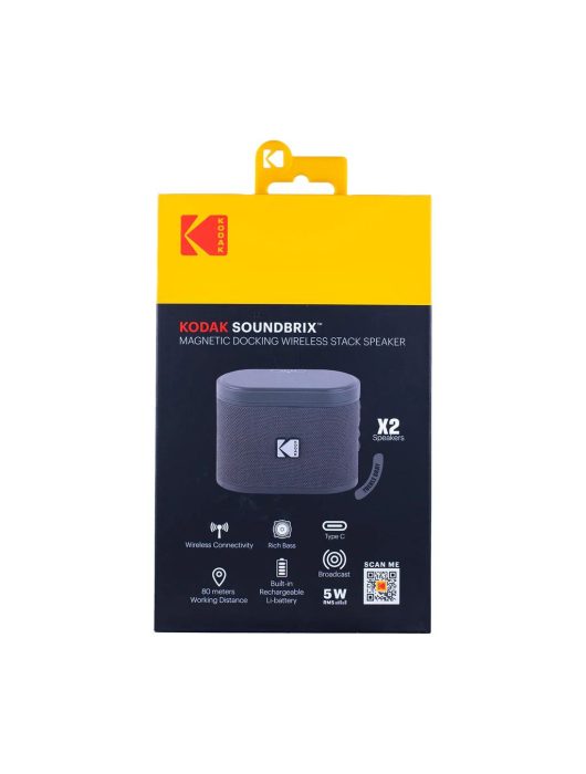 Kodak BRIXG2 Soundbrix Mini Bluetooth Coloured Portable Two Speakers Grey