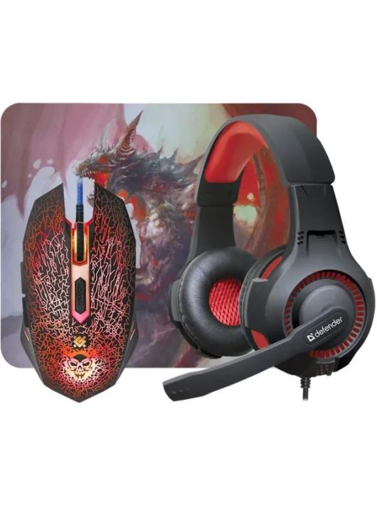 Defender Dragon born MHP 003 Gaming Mouse Kit Black/Red