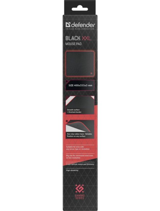 Defender Black XXL Gaming Egérpad Black