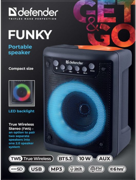 Defender Funky Bluetooth Portable Speaker Black