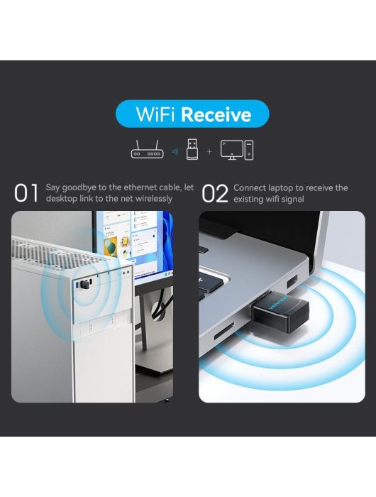 Vention KDSB0 Wi-Fi Dual Band Adapter Black