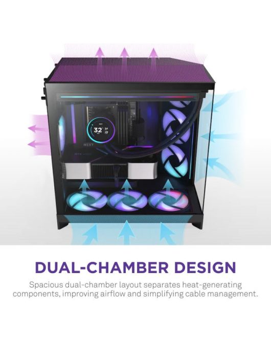 NZXT H9 Flow RGB (2025) Tempered Glass Black