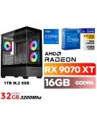 Gamer PC: Intel Core i7 12700KF CPU 12. Generáció + AMD Radeon RX9070XT 16GB VGA+ 32GB DDR4 RAM+1TB SSD