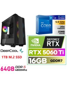  Gamer PC:Intel Core i7 12700KF 12 magos CPU+ Nvidia RTX 5060 Ti 16GB VGA+64GB DDR5 RAM+1TB SSD