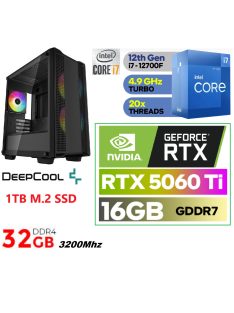   Gamer PC:Intel Core i7 12700F 12 magos CPU+ Nvidia RTX 5060 Ti 16GB VGA+32GB DDR4 RAM+1TB SSD