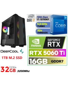   Gamer PC:Intel Core i7 12700KF 12 magos CPU+ Nvidia RTX 5060 Ti 16GB VGA+32GB DDR4 RAM+1TB SSD
