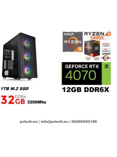   Gamer PC: AMD RYZEN9  12 magos CPU+RTX 4070 12GB VGA+32GB DDR4 RAM