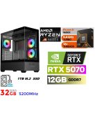 Gamer PC: AMD RYZEN 9600X CPU+NVIDIA RTX 5070 12GB VGA+32GB DDR5 RAM+1TB SSD