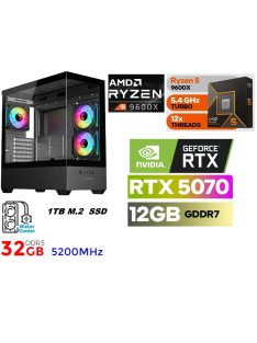   Gamer PC: AMD RYZEN 9600X CPU+NVIDIA RTX 5070 12GB VGA+32GB DDR5 RAM+1TB SSD