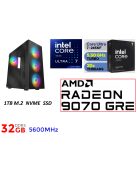 Gamer PC: Intel Core ULTRA 7-265KF 20 magos CPU 15. Generáció+AMD RADEON RX 9070 GRE  12GB VGA+ 32GB DDR5 RAM
