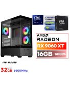 Gamer PC: Intel Core ULTRA 7-265KF 15. Generáció 20magos CPU+ RADEON RX9060 XT 16GB VGA+ 32GB DDR5 RAM