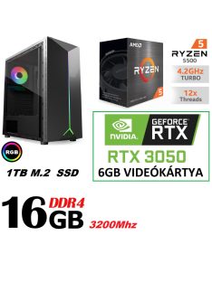   Gamer PC: AMD Ryzen 5500  6 magos CPU+ Nvidia RTX 3050 6GB VGA+16GB DDR4 RAM+1TB SSD