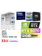 Gamer PC: Intel Core ULTRA 7-265KF 15. Generáció 20magos CPU+NVIDIA RTX 5070  12GB VGA+ 32GB DDR5 RAM