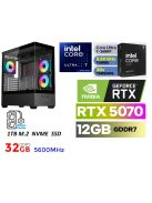 Gamer PC: Intel Core ULTRA 7-265KF 15. Generáció 20magos CPU+NVIDIA RTX 5070  12GB VGA+ 32GB DDR5 RAM