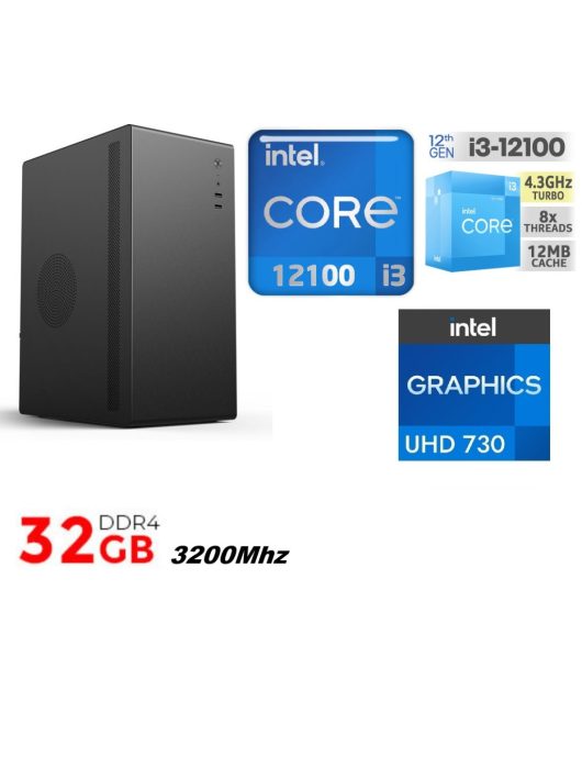 Prémium Office PC: Intel Core i3 CPU+32GB DDR4 RAM+500GB  SSD