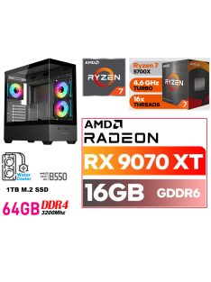   Gamer PC: AMD Ryzen 7 5700X  8 magos CPU+ AMD Radeon RX 9070XT 16GB VGA+64GB DDR4 RAM+1TB SSD