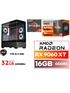   Gamer PC: AMD Ryzen 7 5700X  8 magos CPU+ AMD Radeon RX 9060XT 16GB VGA+32GB DDR4 RAM+1TB SSD