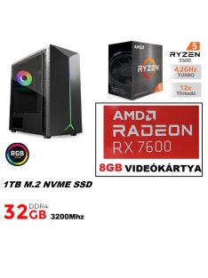   Gamer PC: AMD Ryzen 6 magos CPU+ AMD Radeon RX7600 8GB VGA+32GB DDR4 RAM