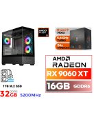 Gamer PC: AMD Ryzen 9 7900X  12 magos CPU+ AMD Radeon RX 9060XT 16GB VGA+32GB DDR5 RAM+1TB SSD