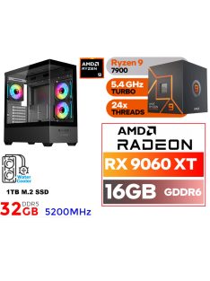   Gamer PC: AMD Ryzen 9 7900  12 magos CPU+ AMD Radeon RX 9060XT 16GB VGA+32GB DDR5 RAM+1TB SSD