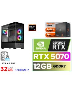   Gamer PC: AMD Ryzen 9 7900X  12 magos CPU+ NVIDIA RTX 5070 12GB VGA+32GB DDR5 RAM+1TB SSD