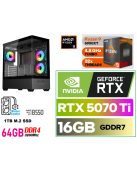 Gamer PC: AMD Ryzen 9 5900XT  16 magos CPU+ NVIDIA RTX 5070Ti 16GB VGA+64GB DDR4 RAM+1TB SSD