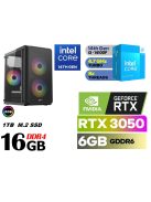 Gamer PC: Intel Core i3  14. generációs CPU + Nvidia RTX 3050 6GB VGA+ 16GB DDR4 RAM+1TB SSD