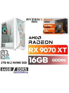   Gamer PC: AMD Ryzen9 9900X  9. Generáció! CPU+ Radeon RX 9070XT 16GB VGA+64GB DDR5 RAM+2TB SSD