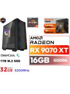Gamer PC: AMD Ryzen5 9600X  9. Generáció! CPU+ Radeon RX 9070XT 16GB VGA+32GB DDR5 RAM+1TB SSD