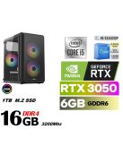 Gamer PC: Intel Core i5 6 magos CPU 12. Generáció! + Nvidia RTX 3050 6GB VGA+ 16GB DDR4 RAM+1TB SSD